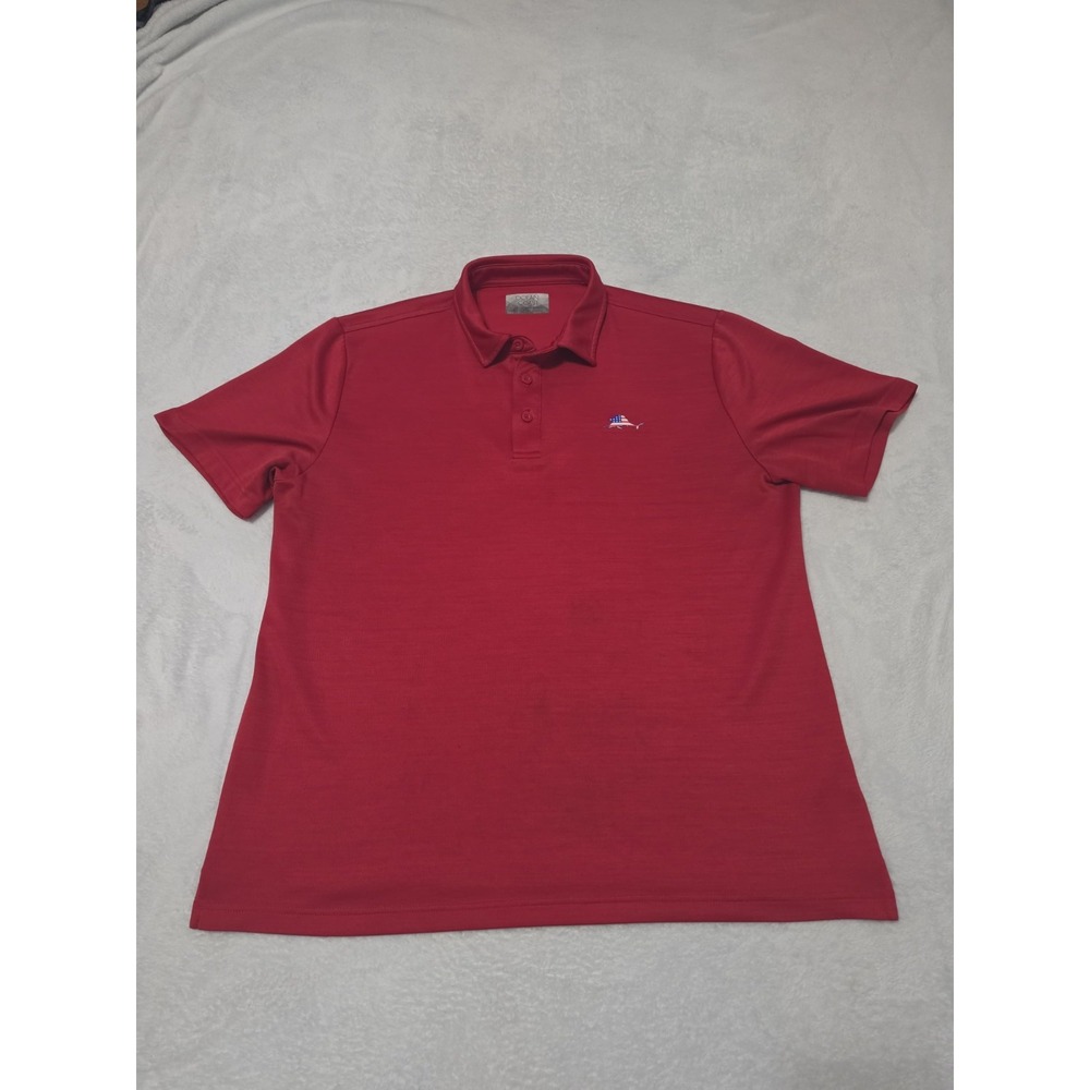 Ocean & Coast Short Sleeve Red Fishing Polo Shirt Size Large